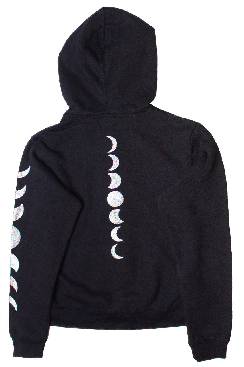 Silver Glitter Moon Zip Up Hoodie