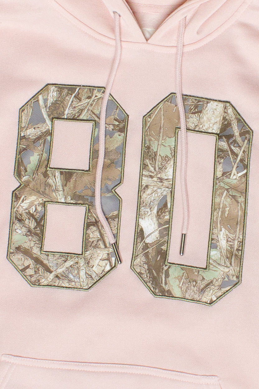 Woodland Print Patch Hoodie - Pink