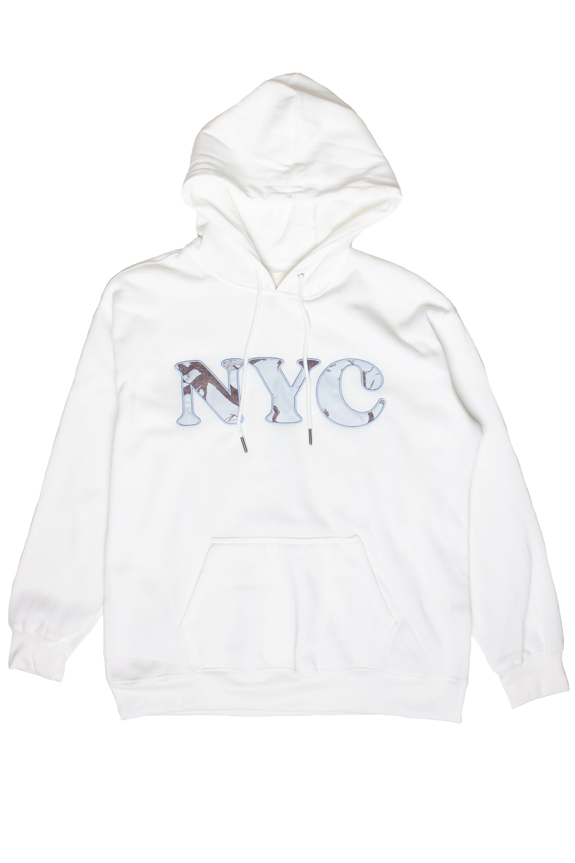 Woodland Print Patch Hoodie - White