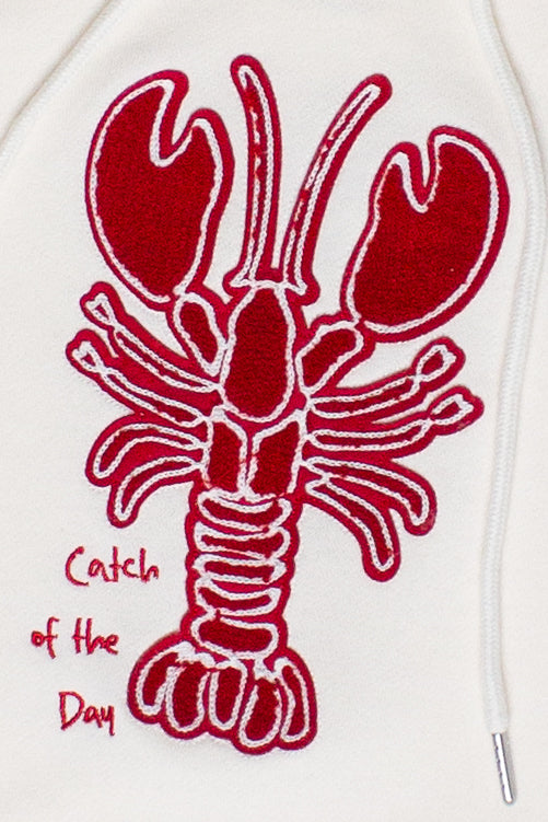 Nautical Patch Hoodie - White/Lobster