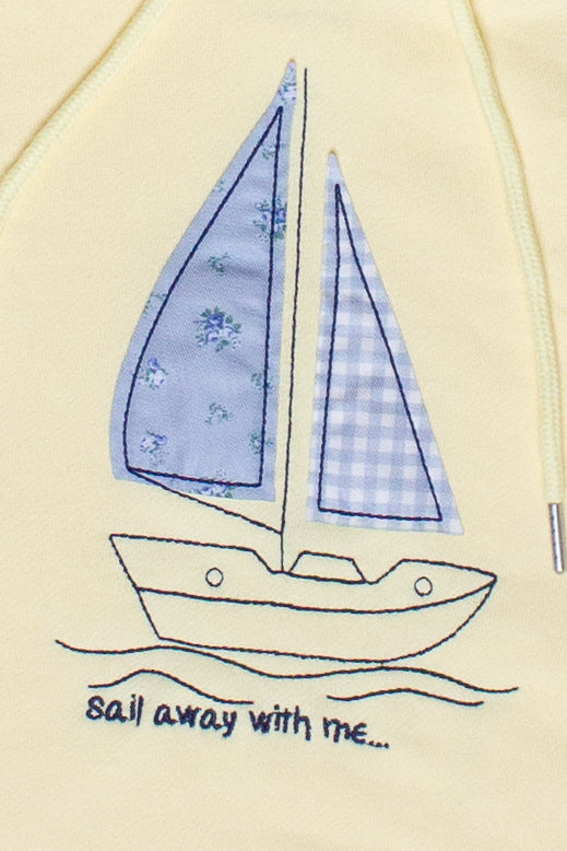 Nautical Patch Hoodie - Yellow/Sailboat
