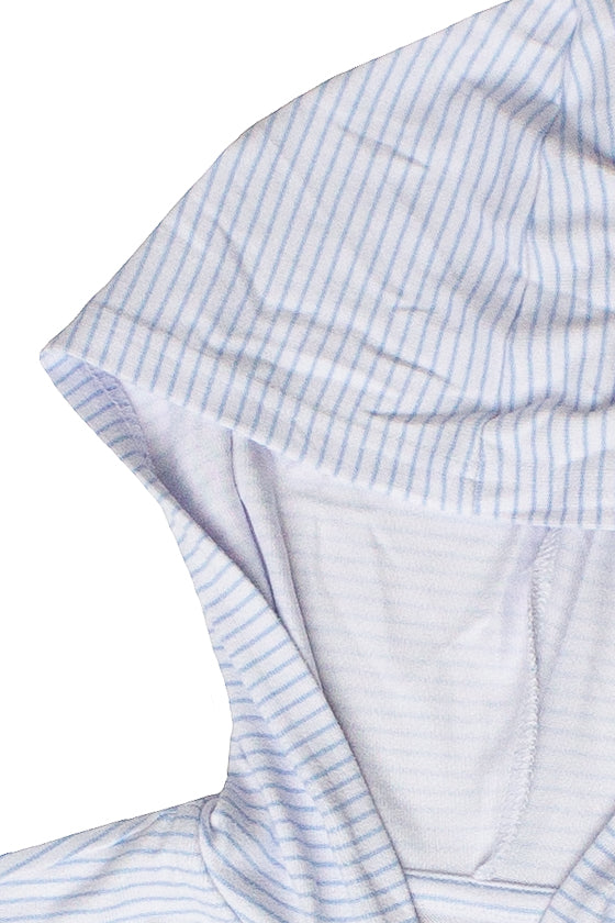 Lightweight Pinstripe Zip Up Hoodie - Blue