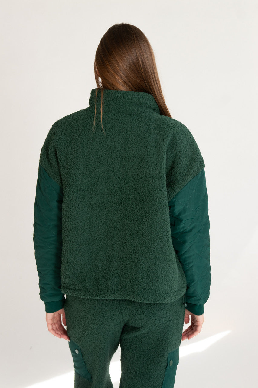 Quilted Sleeve Sherpa Jacket