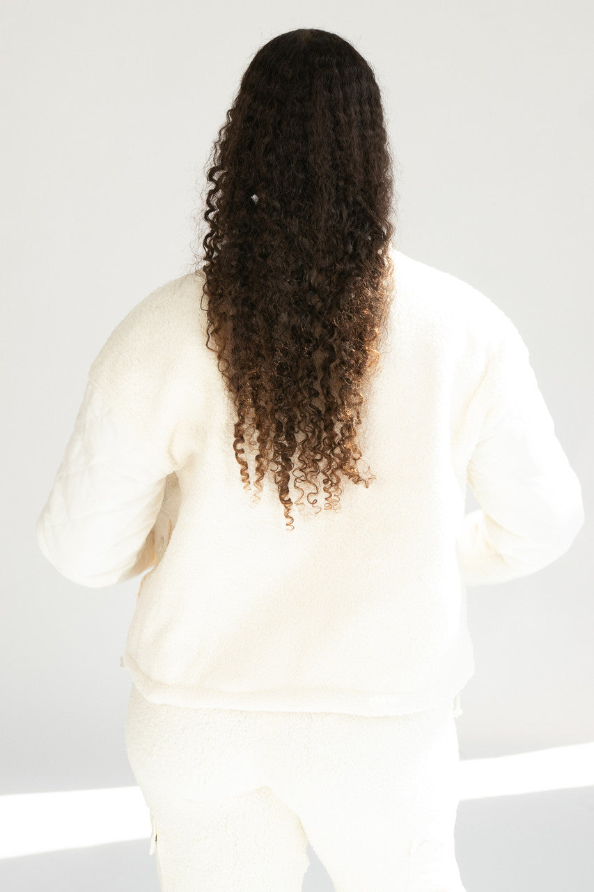 Quilted Sleeve Sherpa Jacket