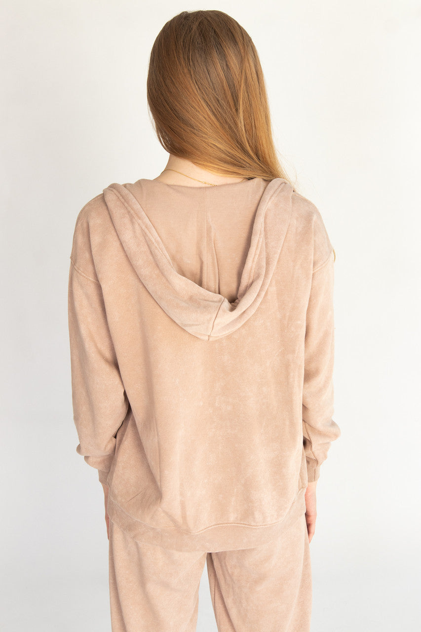 Stone Wash Oversized Zip Up Hoodie