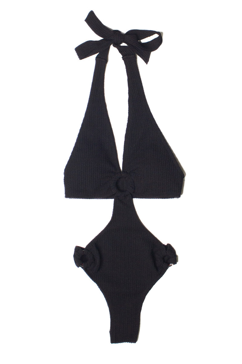 One-piece Swimsuit Women's Round Buckle Decoration Hollow Out Stitching Swimsuit Suit