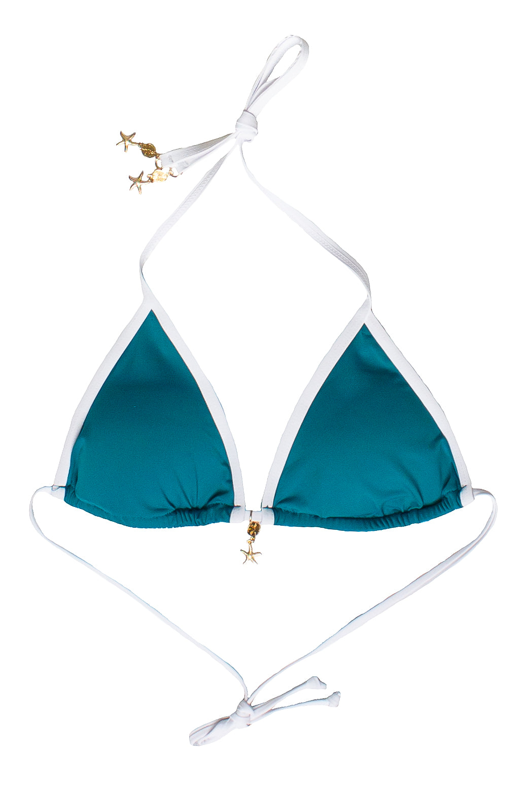 Seaside Charm Contrast Trim Bikini Top - Turquoise