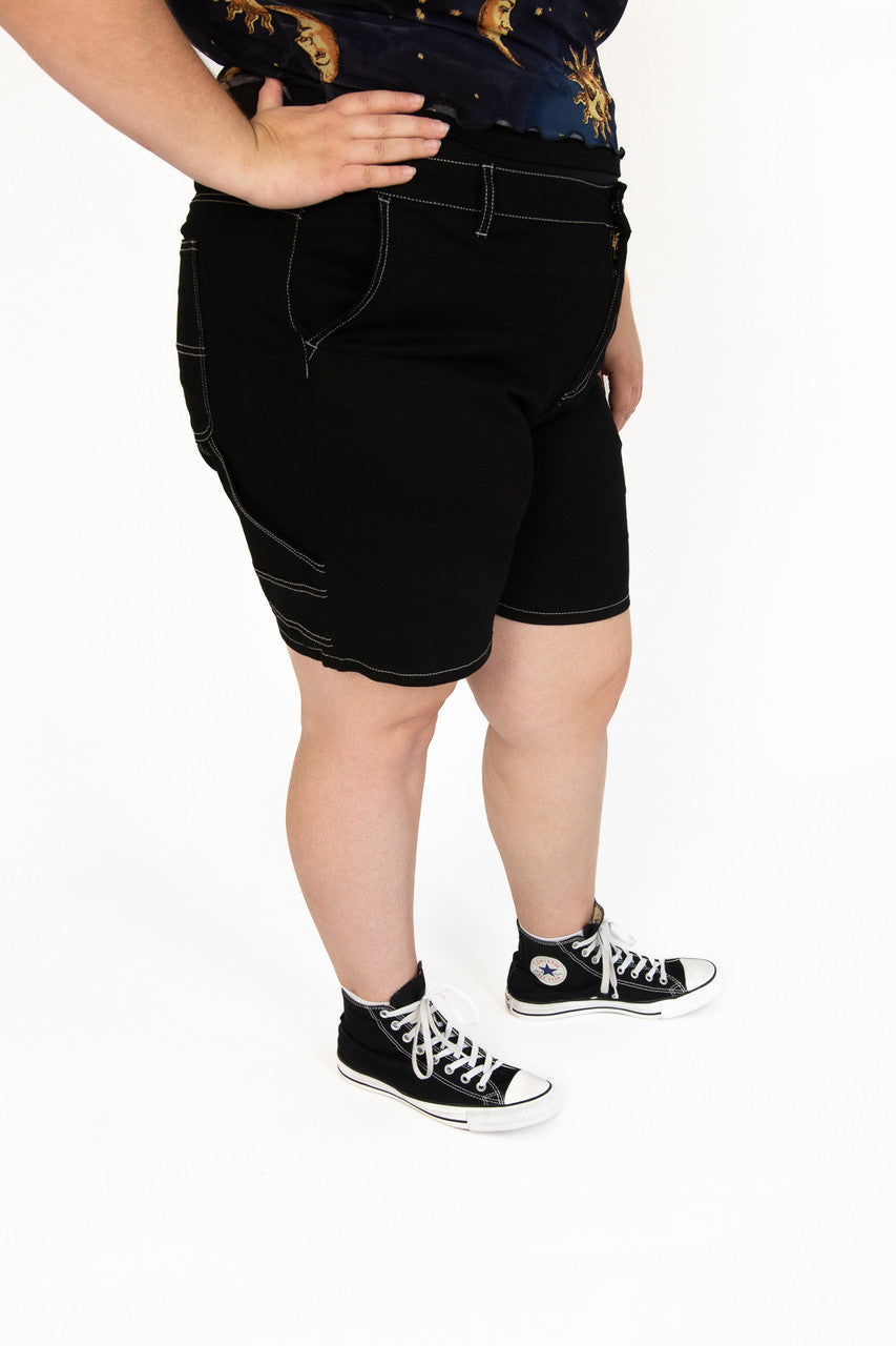 Extended Sizes Black Carpenter Shorts