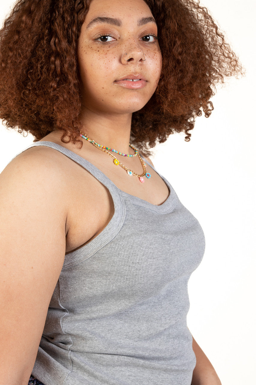 Extended Sizes Grey Ribbed Tank