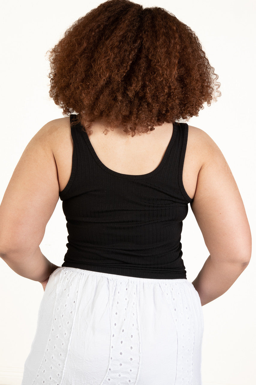 Extended Sizes Black Notch Henley Tank