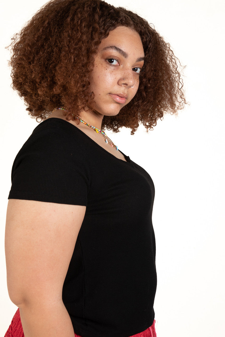 Extended Sizes Black Notch Thermal Tee