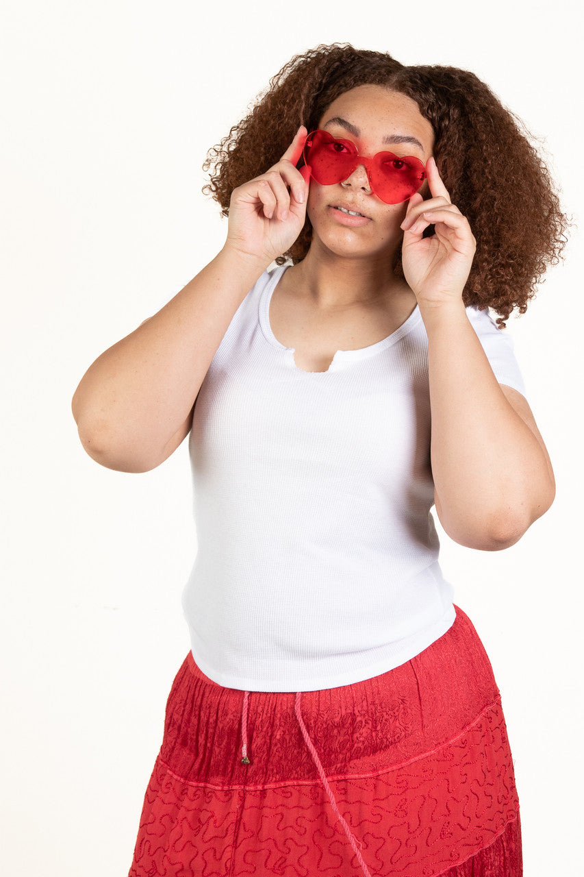Extended Sizes White Notch Thermal Tee