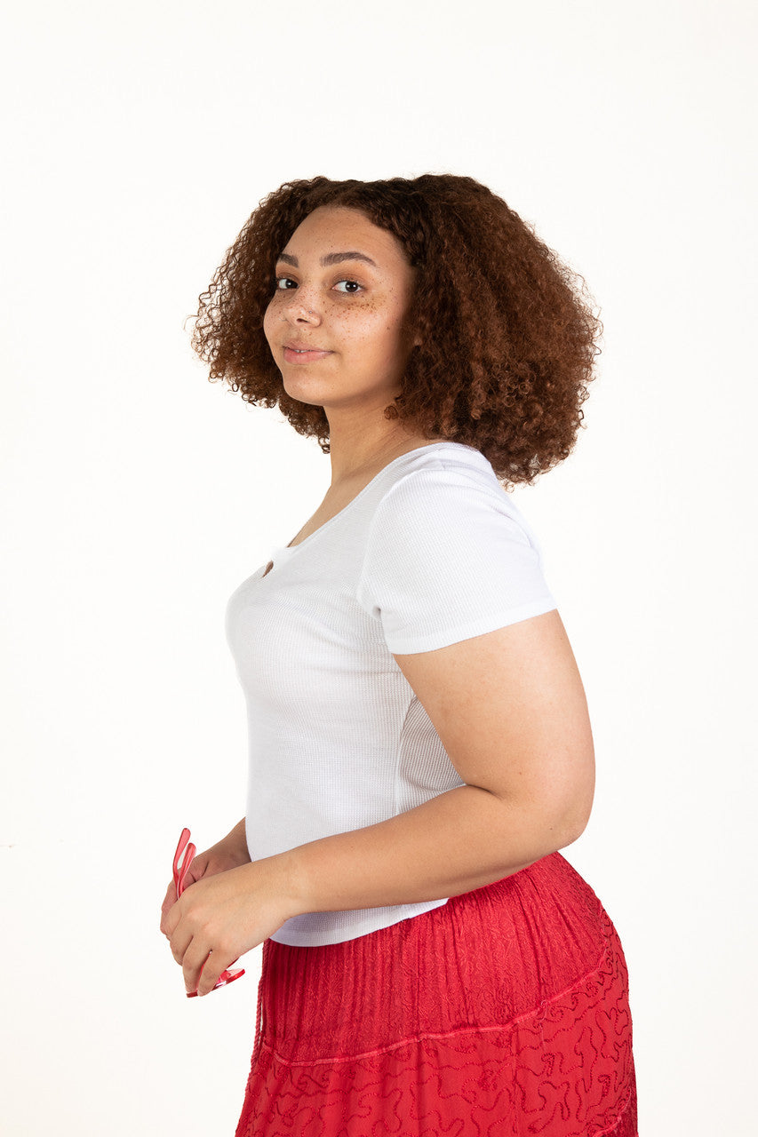 Extended Sizes White Notch Thermal Tee