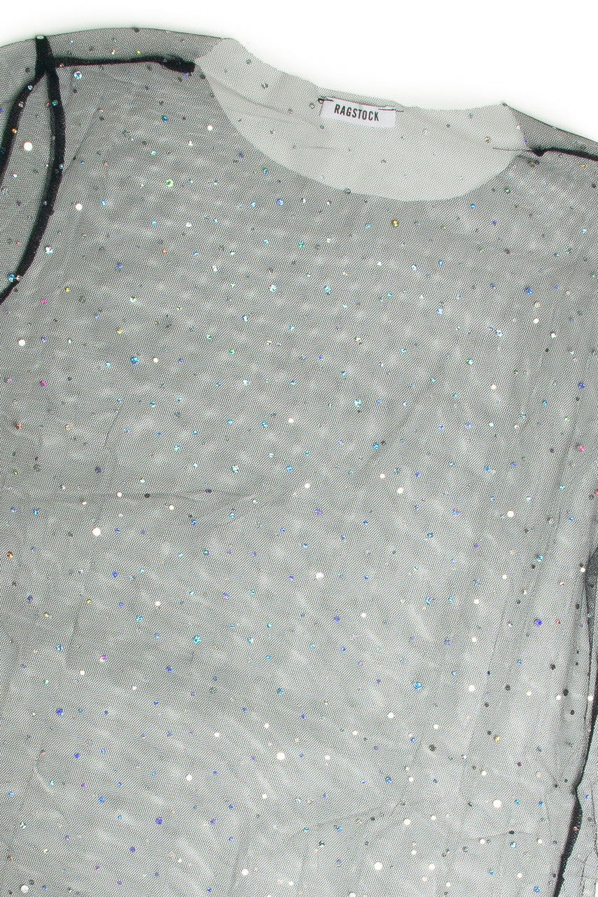 Extended Sizes Mesh Holo Dot Dress