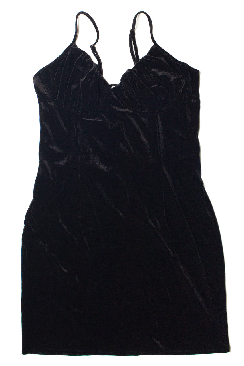 Extended Sizes Lace Up Back Velvet Dress