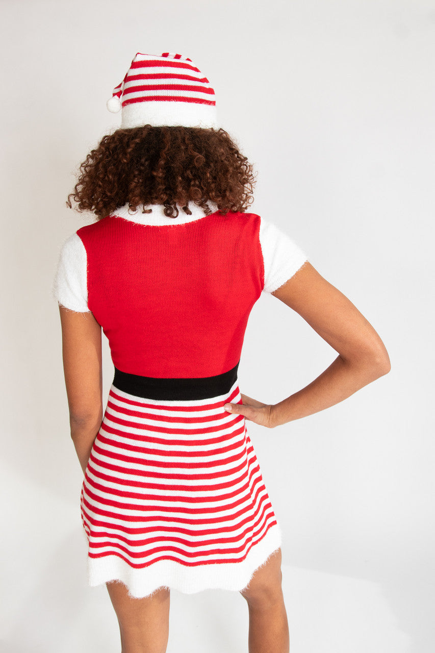Candy Stripe Santa Dress With Hat