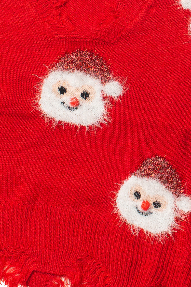 Happy Santa Distressed Sweater