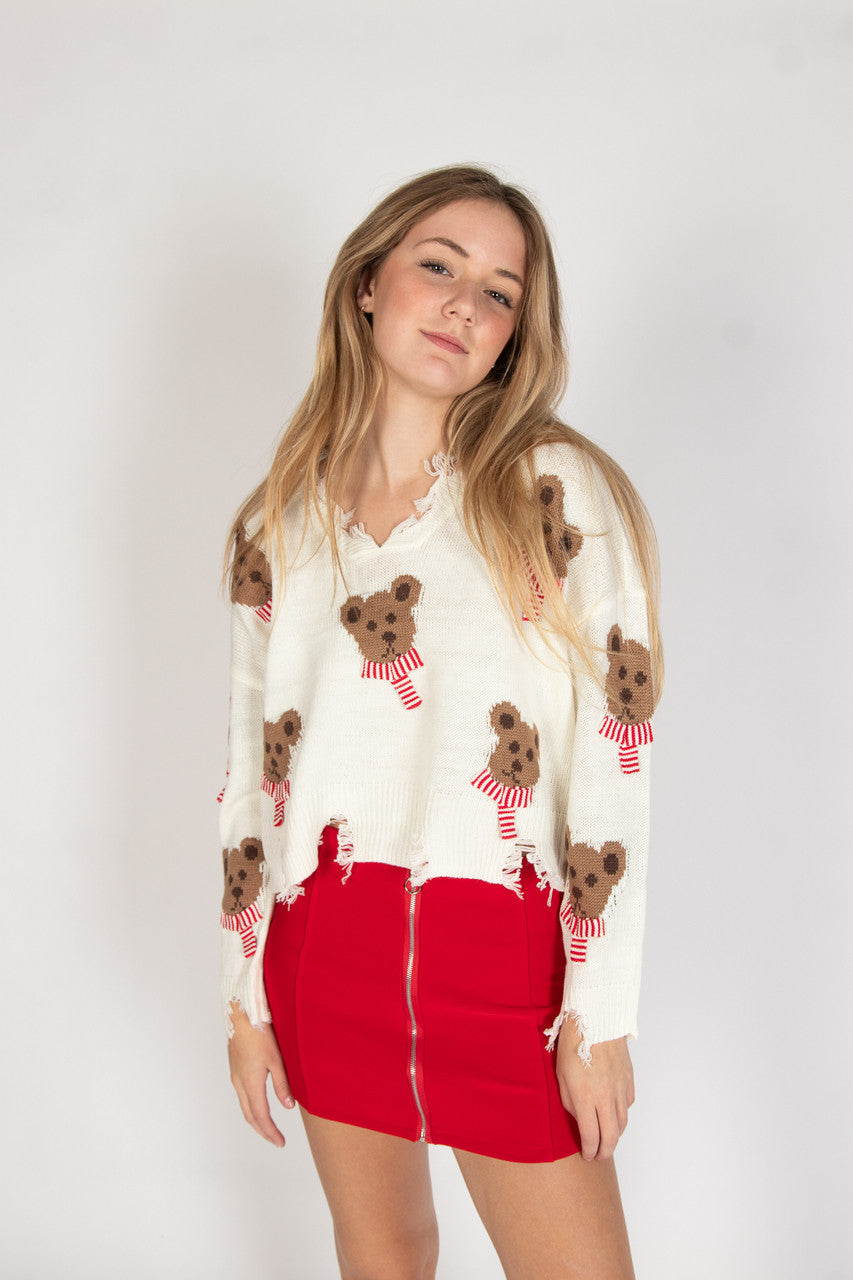 Cozy Bears Distressed Sweater