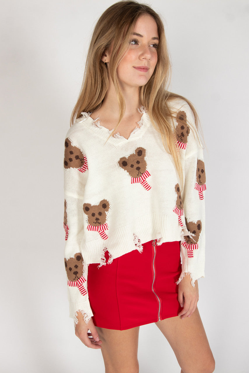 Cozy Bears Distressed Sweater