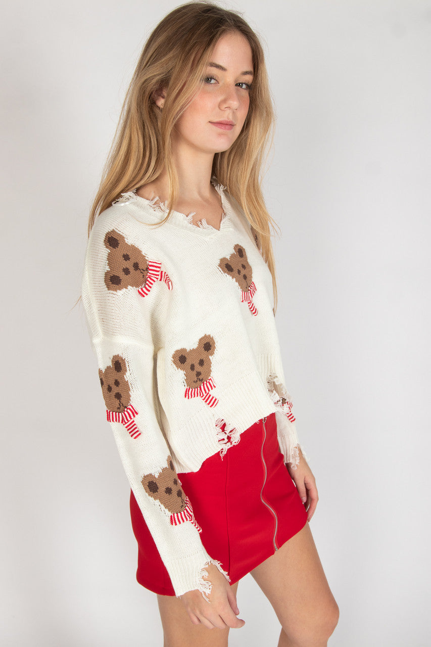 Cozy Bears Distressed Sweater