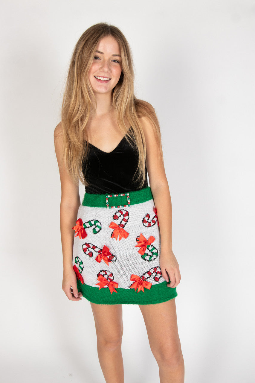 Christmas Candy Cane Sweater Skirt