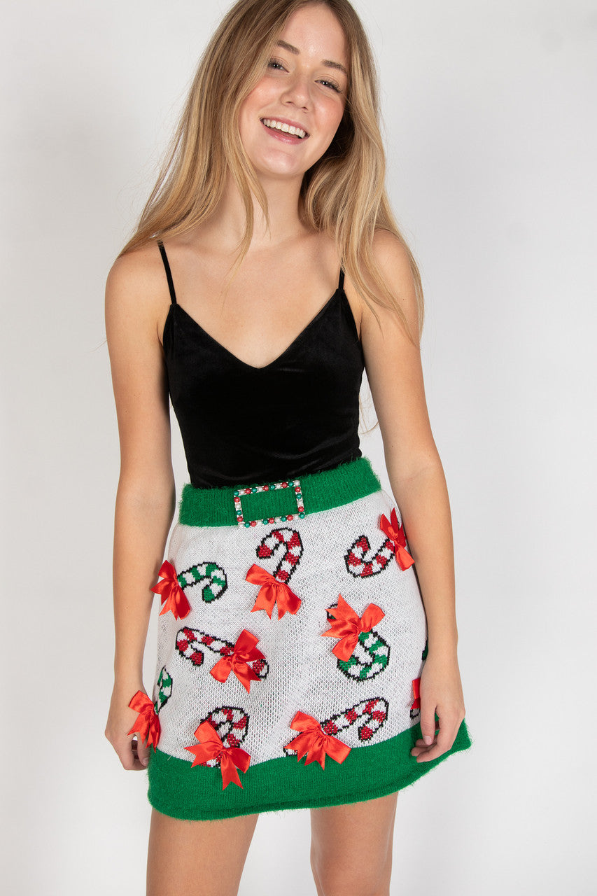 Christmas Candy Cane Sweater Skirt