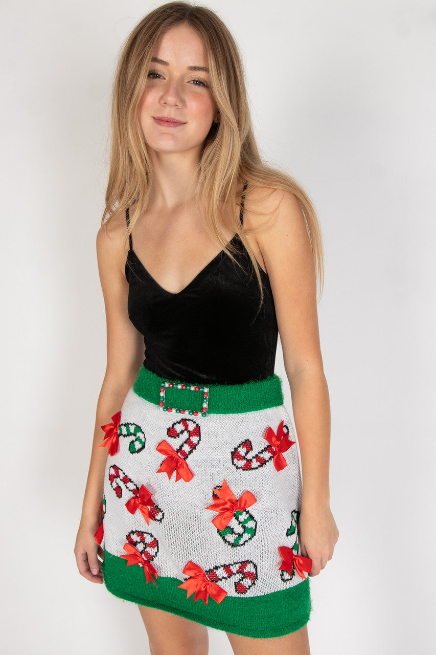 Christmas Candy Cane Sweater Skirt