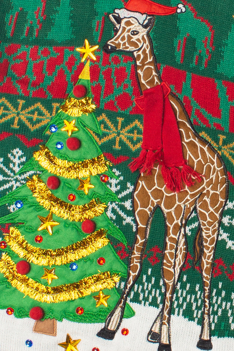 Giraffe by the Tree Christmas Sweater