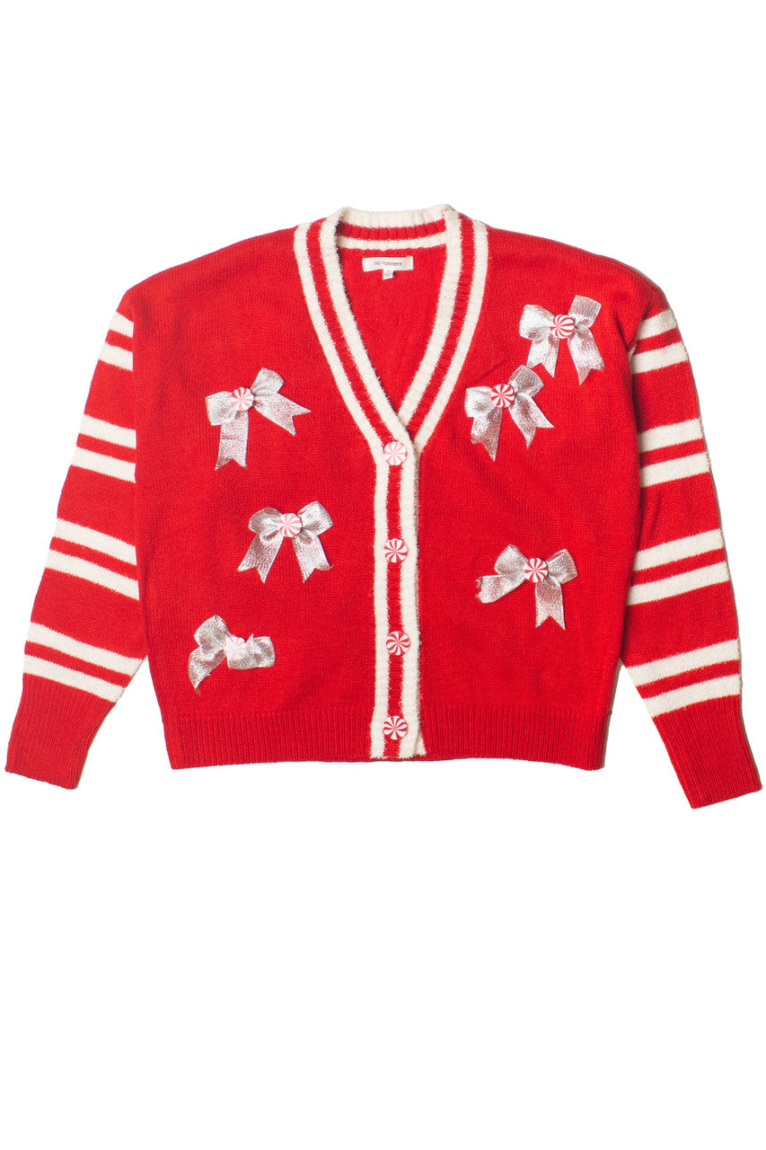 Peppermint Bow Christmas Cardigan