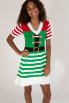 Peppermint Elf Christmas Sweater Dress