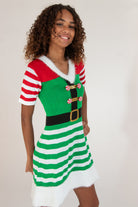 Peppermint Elf Christmas Sweater Dress