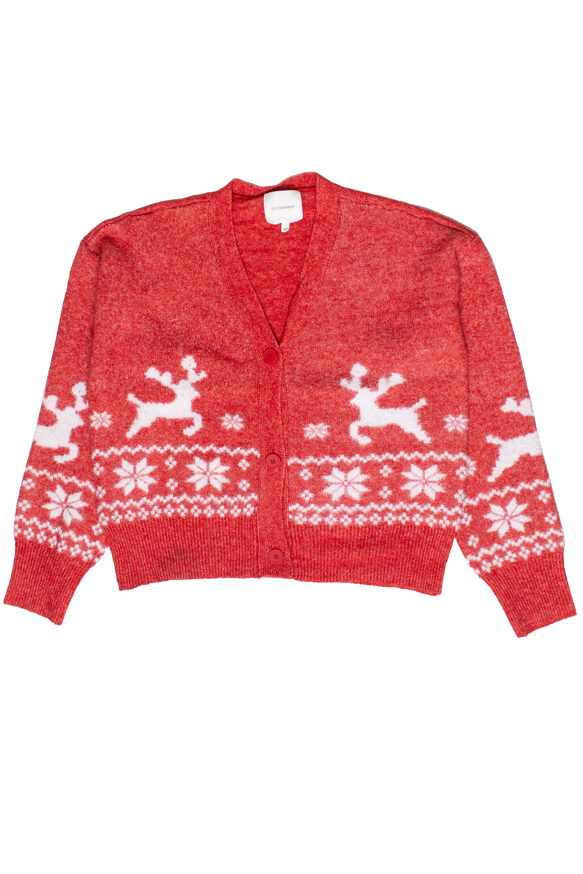 Fair Isle Fuzzy Cardigan - Red
