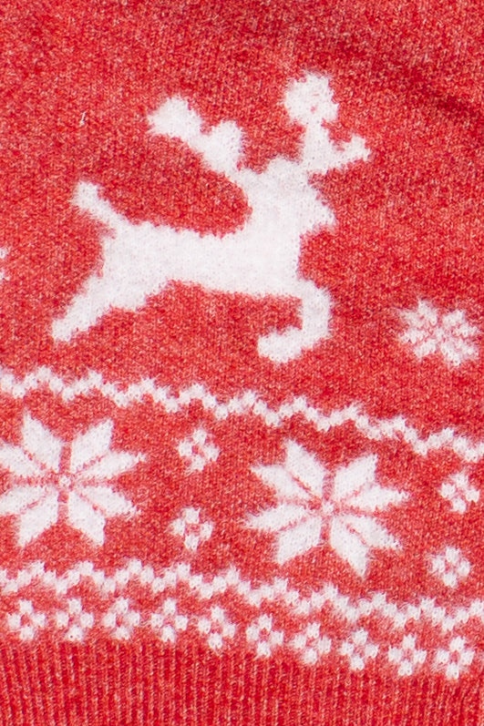 Fair Isle Fuzzy Cardigan - Red