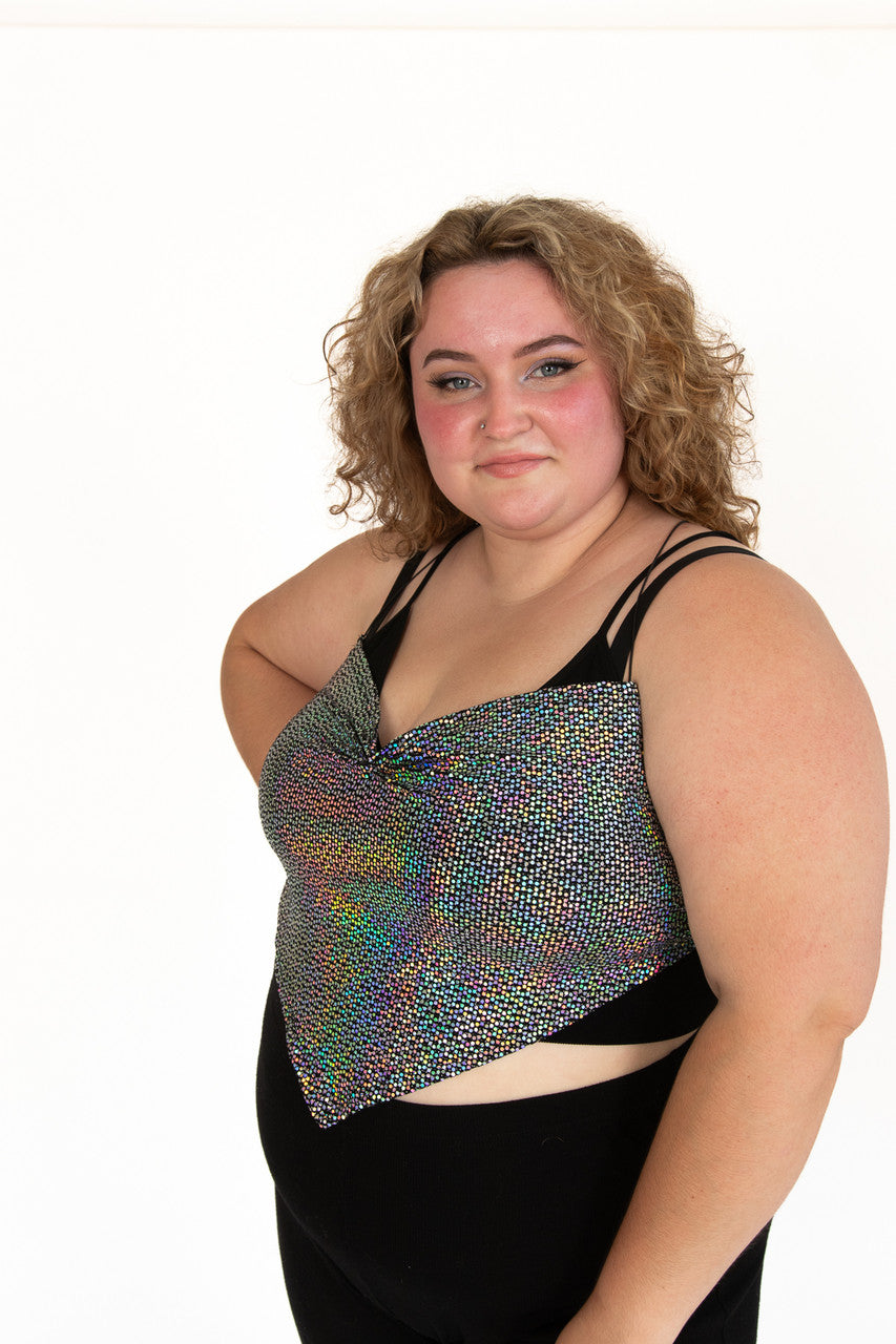 Extended Sizes Rainbow Holo Dot Backless Cami