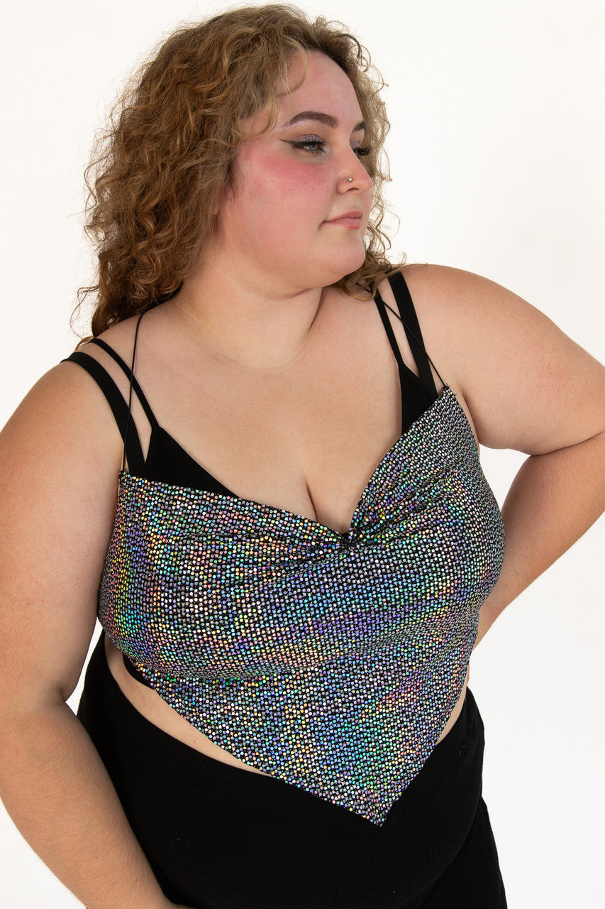 Extended Sizes Rainbow Holo Dot Backless Cami