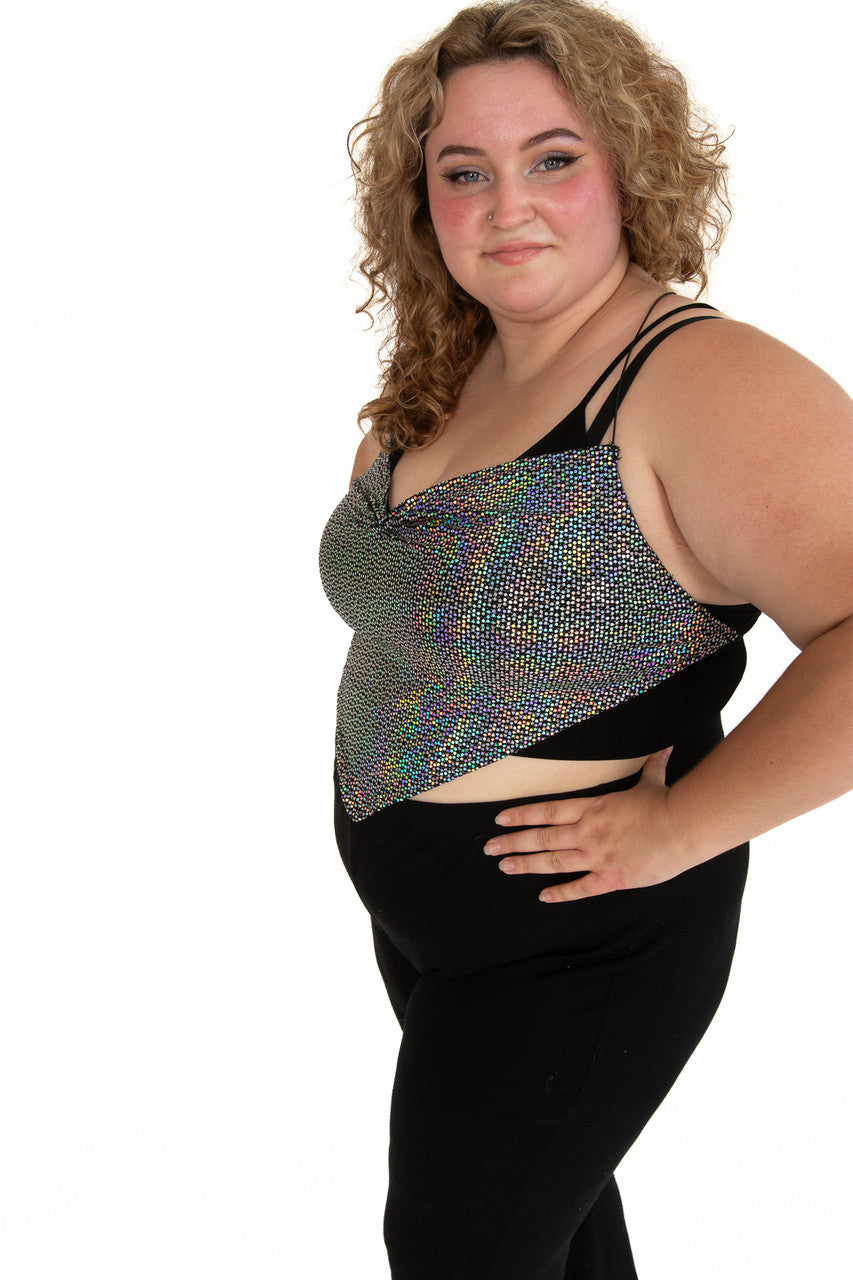 Extended Sizes Rainbow Holo Dot Backless Cami