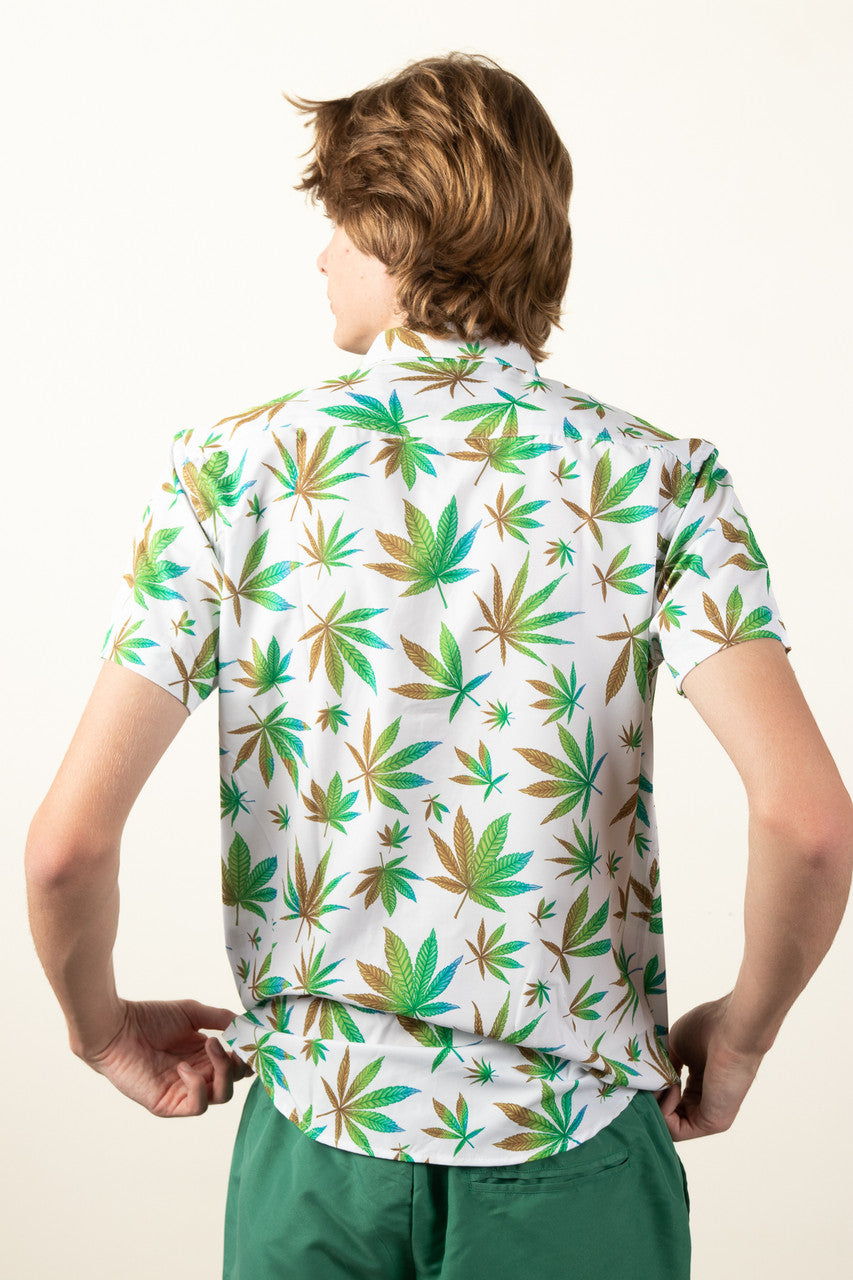 Weed Leaf Button Up Shirt