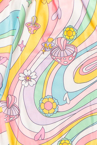 Pastel Mushroom Swirl Flare Pants