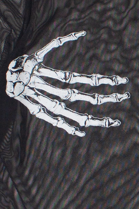Skeleton Hands Mesh Long Sleeve Top