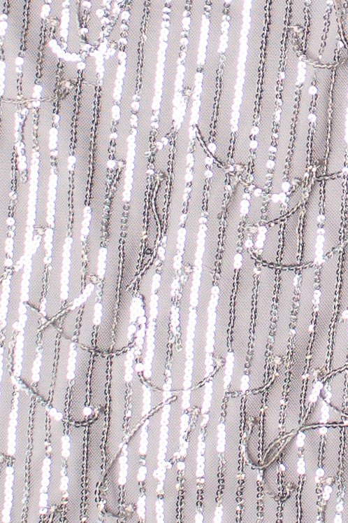 Silver Sequin Fringe Mini Dress