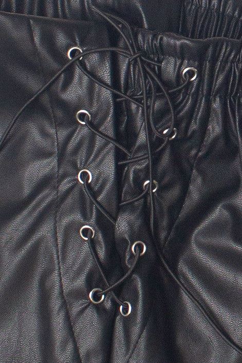 Pleather Lace Up Side Shorts