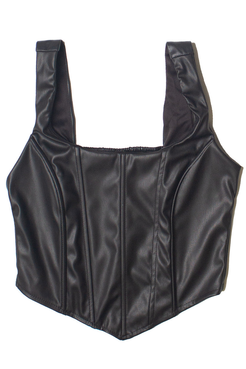 Pleather Corset Tank Top