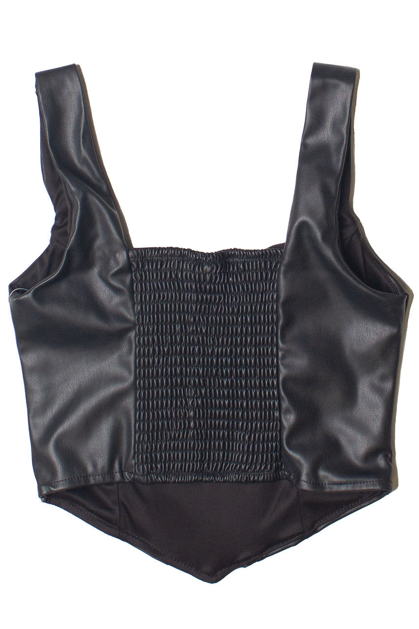 Pleather Corset Tank Top