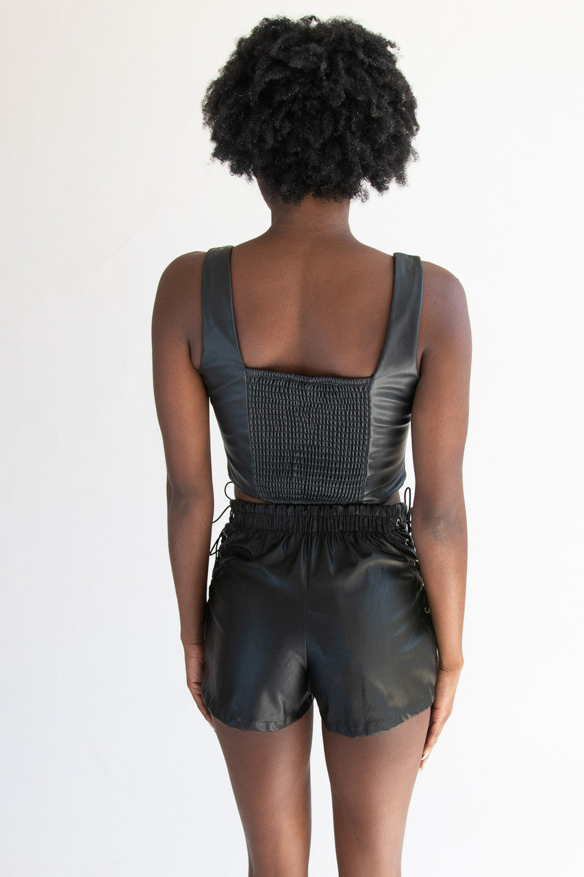 Pleather Corset Tank Top