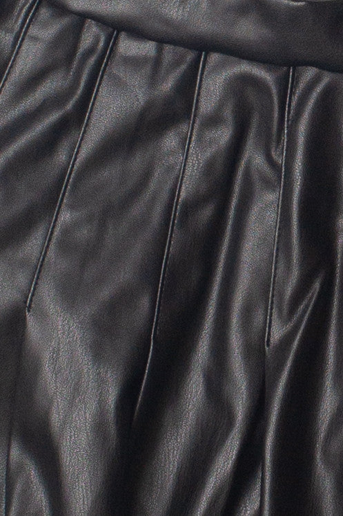 Pleated Pleather Skirt