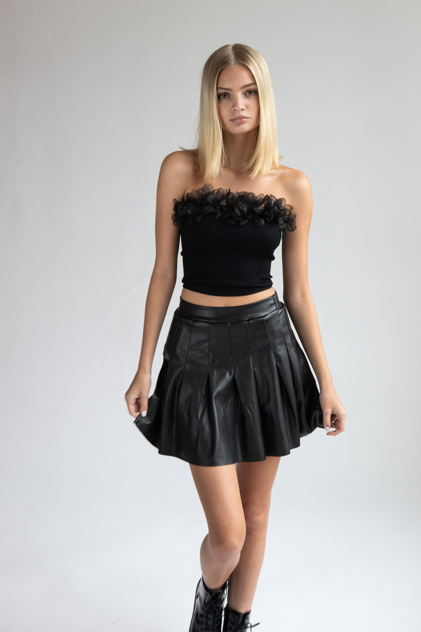 Pleated Pleather Skirt