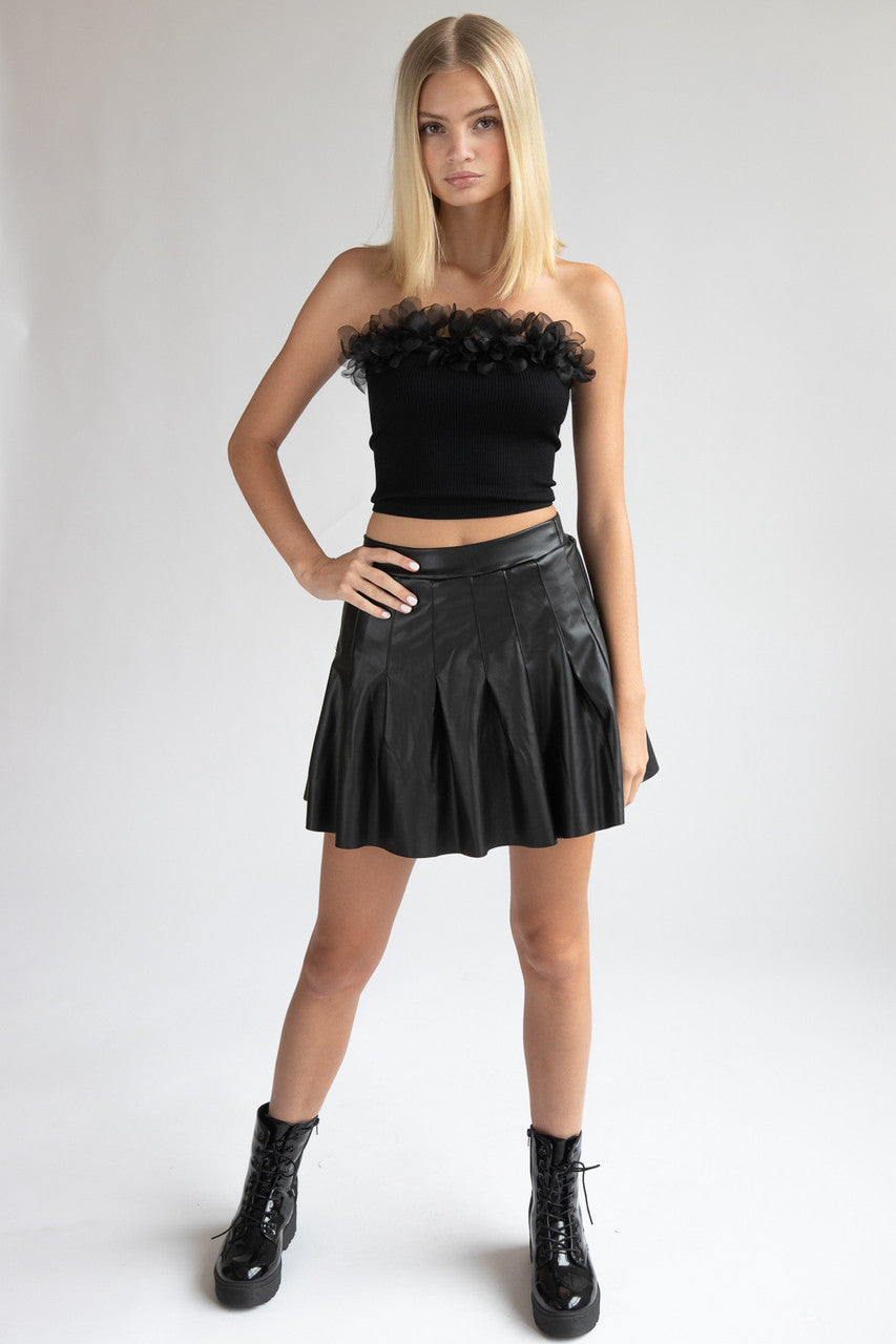Pleated Pleather Skirt