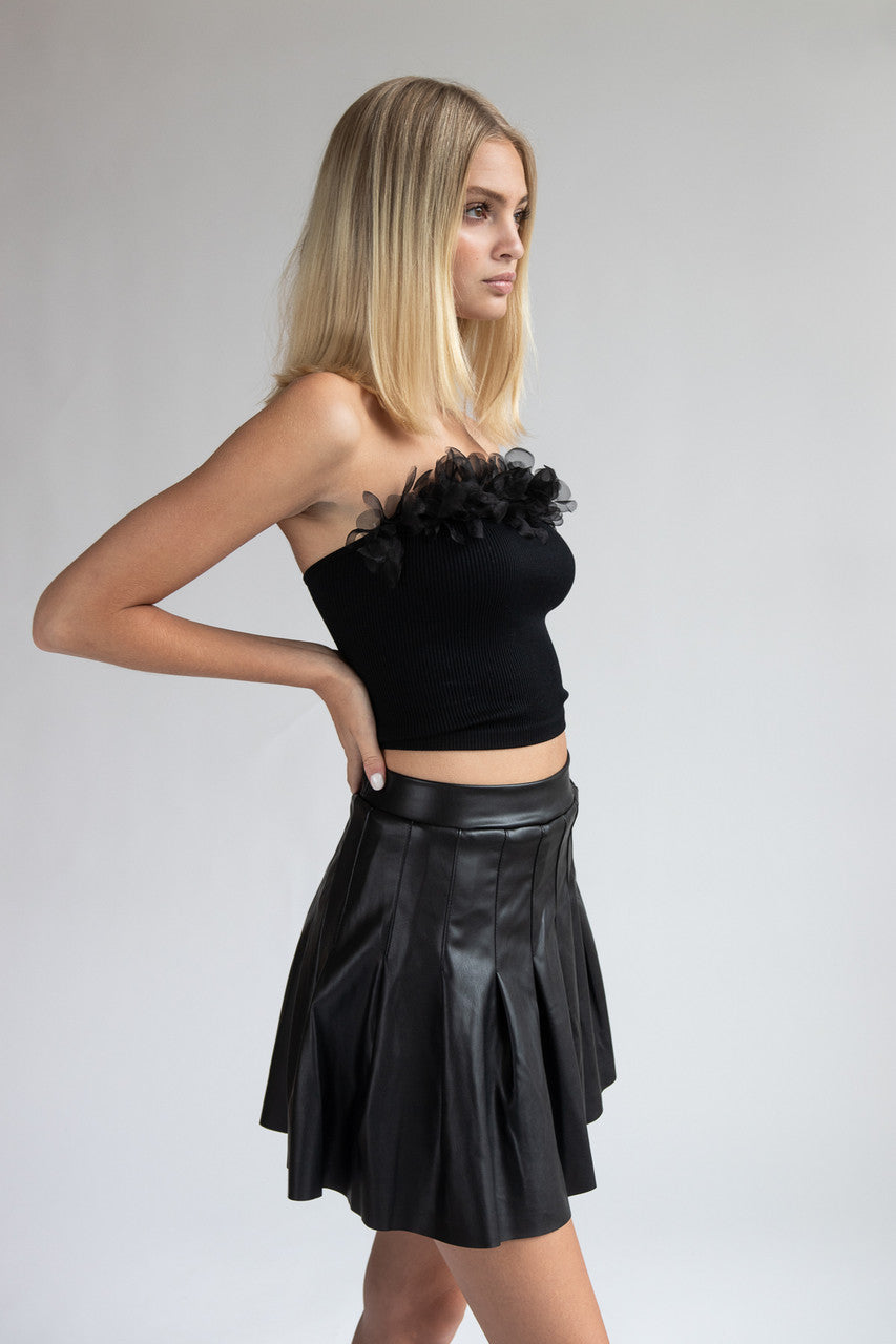 Pleated Pleather Skirt