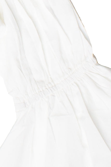 Ruched Front Peasant Crop Top - White