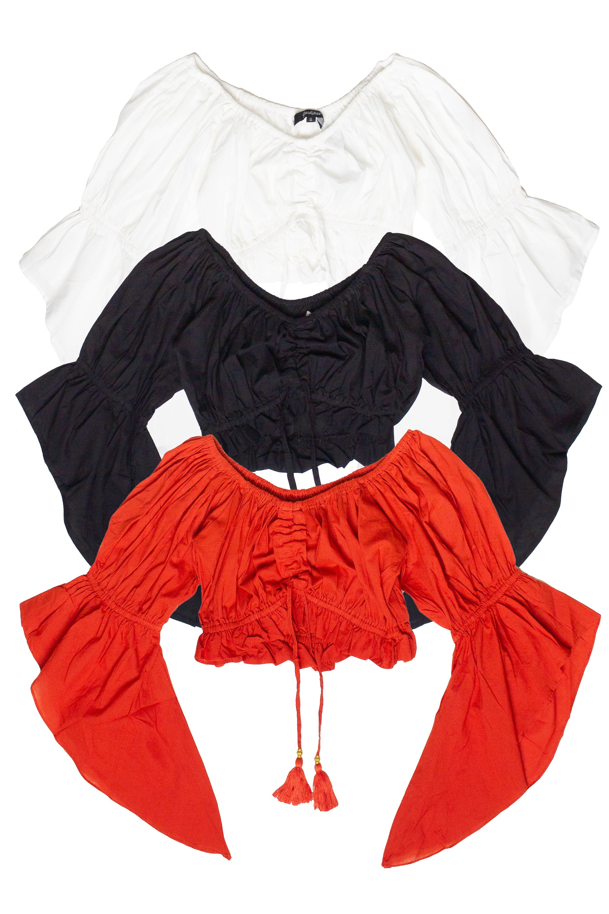 Ruched Front Peasant Crop Tops